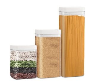 3PCS BPA Free Plastic Food Storage Containers with Lids Airtight White