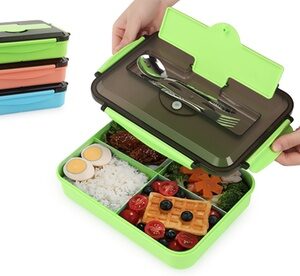 4-Compartment Leak-Proof Bento Lunch Box Containers for Kids Pink