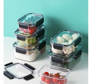 800ML Transparency Plastic Food Storage Lunch Box Meal Prep Containers Black 1 pcs L17.5*W7.0*H12.4 cm