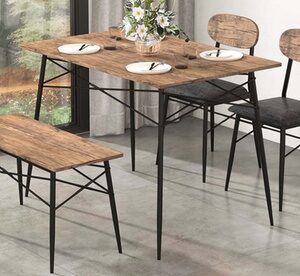 Costway 4 Piece Dining Table Set with Bench & 2 Faux Leather Upholstered Chairs