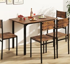 Costway 5 Piece Dining Table Set Industrial Style Kitchen Table & Chairs for 4 Grey