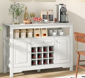 Costway Buffet Sideboard Coffee Bar Cabinet with Removable Rack