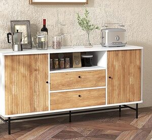 Costway Buffet Sideboard Versatile TV Stand with Sliding Tambour Doors