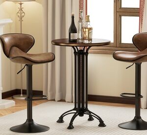 Costway Set of 2 Adjustable Swivel Bar Stools Retro Brown 2 pcs