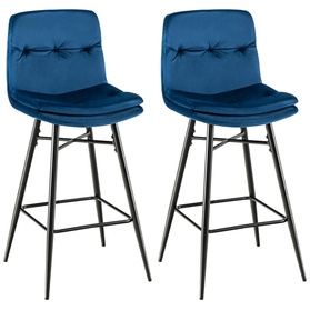 Costway Set of 2 Velvet Bar Stools Bar Height Kitchen Dining Chairs Metal Legs Grey