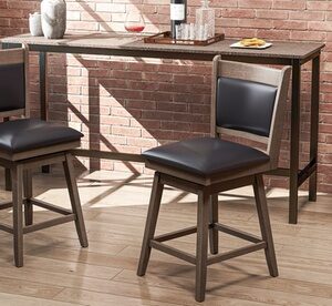 Costway Swivel Bar Stools Set of 2 with Back Rubber Wood Legs Sturdy Footrest 25 Black & Light Gray