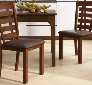 Costway Wooden Dining Chairs Set of 2 with Upholstered Seat and Rubber High Back 2 pcs