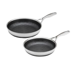 DiamondClad Hybrid Nonstick Stainless Steel 8 and 10 Fry Pan Cookware Set Non-Stick Silver/Black