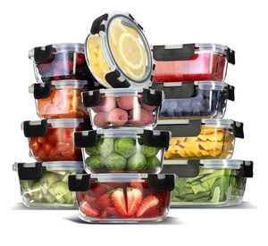 EATEX Glass Food Storage Containers with Lids 24 Pack