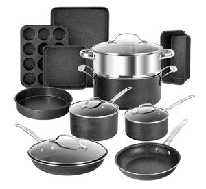 Granitestone 15-Piece Nonstick Cookware and Bakeware Set Black