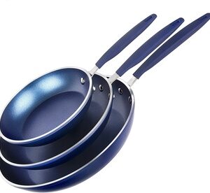 Granitestone 3-Piece Nonstick Frying Pans Set Blue