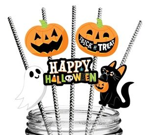 Halloween Striped Decorative Straws Disposable Drinking Straws (25-Piece)