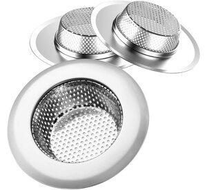 Helect 3-Pack Kitchen Sink Strainer Stainless Steel Drain Filter Strainer 4.5 4.45 x 4.45 x 0.87in