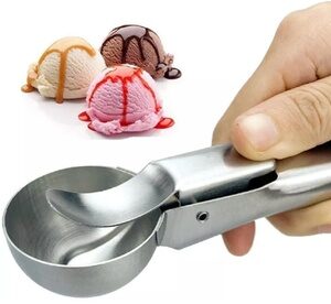 Ice Cream Scoop Easy Trigger Stainless Steel Cookie Water Melon Dough Spoon US Silver