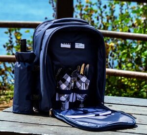 Insulated Picnic Bags with Cooler Compartment Blue