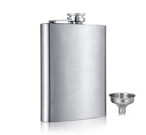 Liquor Stainless Steel Pocket Hip Flask Screw Cap with Funnel 6OZ