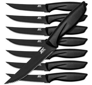 Lux Decor Collection 8Pcs Steak Knives Premium Stainless Steel Kitchen Knife Set Black