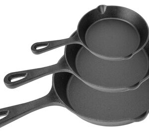 NewHome 3-Piece Pre-Seasoned Non-Stick Cast Iron Skillet Set (6 8 10 ) Black 3-Piece Set (6 8 10 )