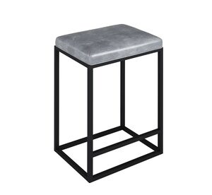 Set of Two Riley Indoor Gray Metal Faux Leather Bar Stools Grey