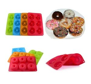 Silicone Donut Mold Donut Mould Pan Baking Tray Bagels Cake Biscuit Muffins Red 1 Pack Silicone