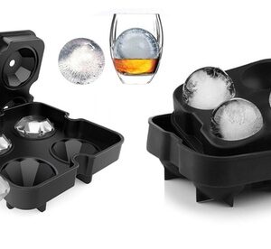 Silicone Ice Ball Trays Ice Cube Molds with Lid for Whiskey Cocktails Wine Ball Black Single