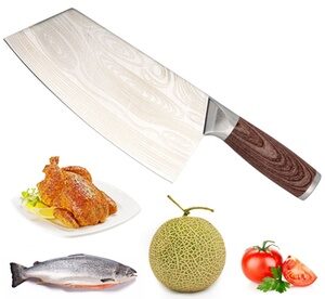 Stainless Steel Asian Kitchen Knife Butcher Chef Damascus Cleaver Chopping Meat Silver