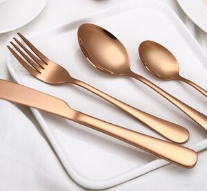 Stainless Steel Cutlery Tableware Flatware Dinnerware Set Spoon Fork Knife Tools Gold Full Set