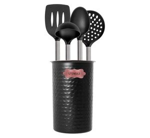 Two Tone 15 Inch Stainless Steel & Nylon Kitchen Gadget Utensil Tool Set 4 Piece Utensil Set