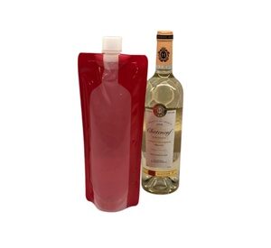 Waloo Wine on The Run Reusable & Foldable Wine Flask 1 Pack Clear / Red