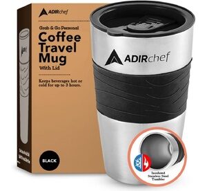 AdirChef Travel Coffee Mug 15 Oz Black