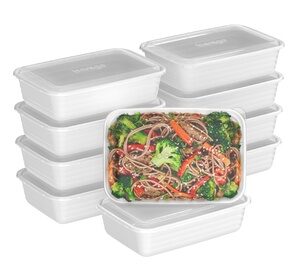 Bentgo 20 Piece Prep 1 2 & 3-Compartment Reusable Food Storage Containers White 1 Compartment Containers