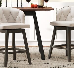 Costway Set of 2 or 4 Fabric Upholstered Counter Height Bar Stools for Kitchen Grey 2 PCS