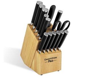 GraniteStone Nutriblade Pro 14-Piece Stainless Steel Premium Knife Block Set Blue