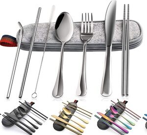 Portable Utensils Silverware Flatware Sets Travel Camping Cutlery Set Blue Single Serving