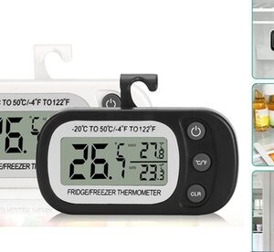 Thermometer Digital Fridge Freezer Waterproof Large LCD Display White 2 Pack