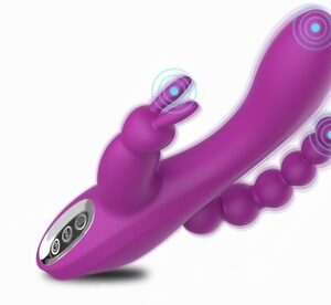 Triple Climax G-Spot Anal Clitoris Rabbit Vibrator Rechargeable Adult Sex Toys 10 Modes Sucking & Vibrating