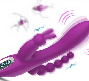 Triple Play G-Spot Anal Clitoris Rabbit Vibrator Rechargeable Adult Sex Toys Purple