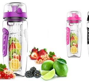 iMounTEK 32oz Fruit Infuser Water Bottle Flavored Water Infusion Bottle Black