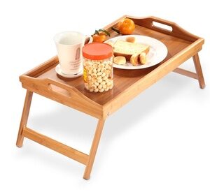 iMounTEK Bamboo Breakfast Tray Bed Tray Foldable Serving Table with Handles