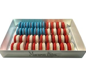 Macaron Bites 36-Piece Gift Box - American Flag Design 36 Count 36 Count Blueberry and Vanilla
