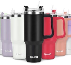 Stainless Steel Tumbler Double Wall Insulated Travel Mug 40 oz Pink /White